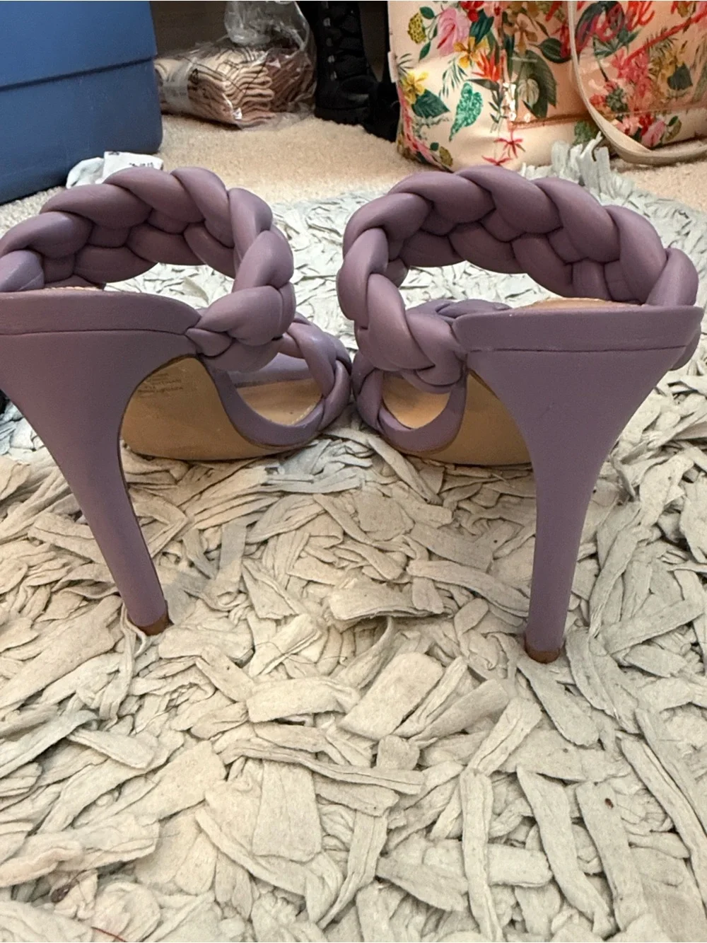 Lavender Braided Double-Strap High Heel Sandal - Women